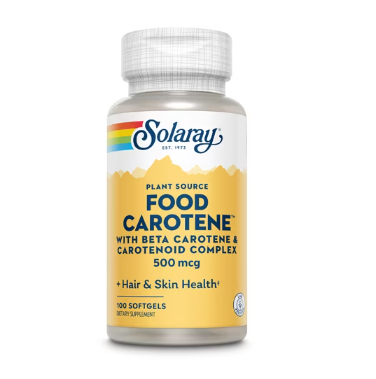 Solaray Food Carotene, натуральний каротин із рослин та водоростей, 10000 МО, 100 капсул на 100 днів прийому