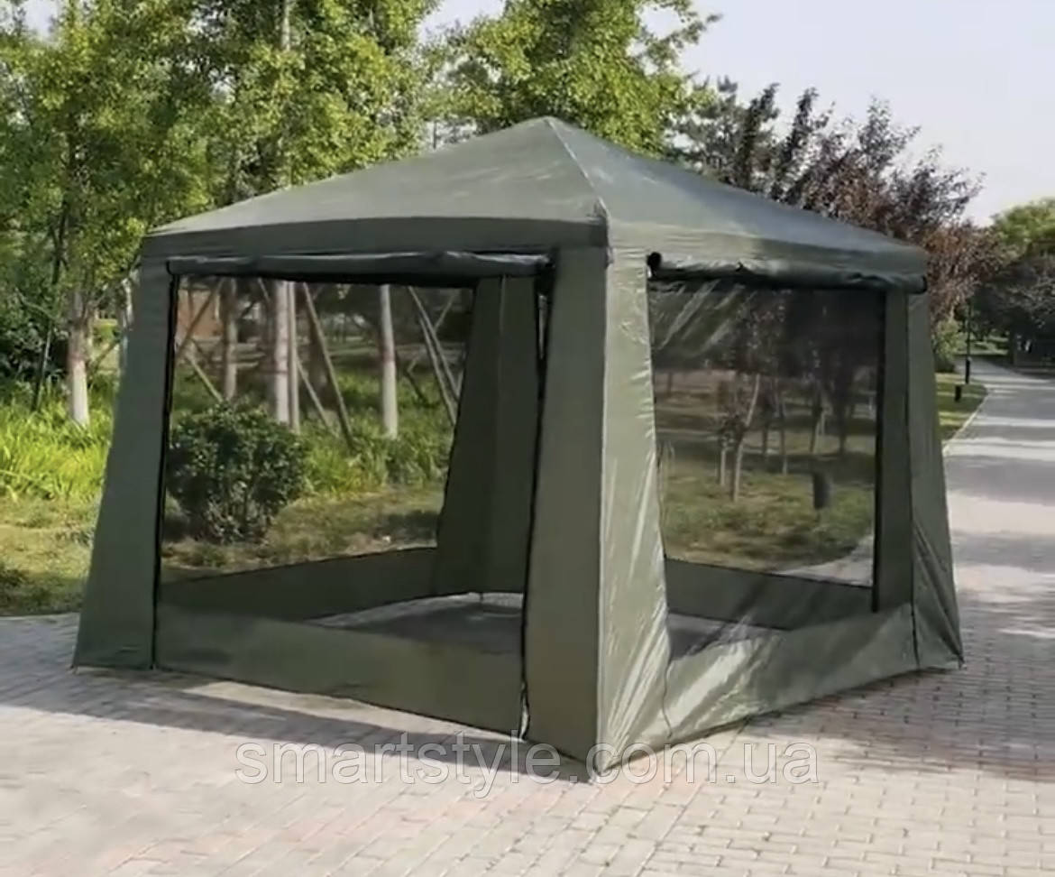 Намет Шатер Бесідка 2 входи посилений каркас 320х320 висота 245 см 1628d