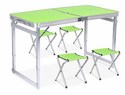 Посилений стіл для пікніка розкладний з 4 стільцями Салатовий