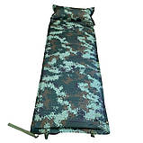 Матрац каремат самонадувний для кемпінгу 190х66х3 см із подушкою піксель, фото 3