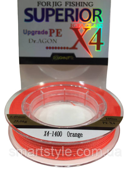 Шнур плетений рибальський DR.AGON Superior X4 0.10 мм 6.8 кг 100m, фото 1