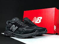 Мужские стильные легкие качественные демисезонные кроссовки New Balance 990, замш сетка черные