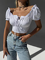 Очень стильная легка  нежная женская блуза с завязками на груди