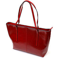 Вместительная сумка шоппер из натуральной кожи 22076 Vintage Бордовая dl