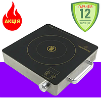 Інфрачервона настільна електрична плита 1 конфорочна 2000 Вт Crownberg потужна електроплита для дому