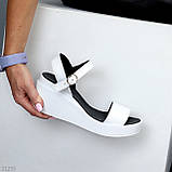 Білі жіночі шкіряні босоніжки натуральна шкіра на танкетці взуття жіноче, фото 6