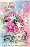 Пакет для подарунка великий вертикальний "Букет і ключ" 25х37 см