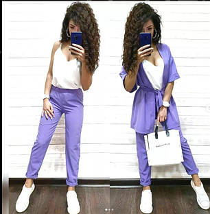 Костюм-трійка штани топ і накидка софт, фото 2