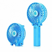 Ручной вентилятор на подставке fan 2 (складная ручка) - синий