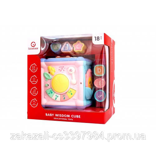 Розвиваюча іграшка-сортер Куб головоломка | Дитячий музичний сортер, фото 1