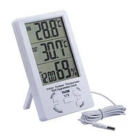 Термометр комнатный с гигрометром VST TA298 (с выносным датчиком, часы, будильник)