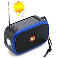 Портативная колонка TG632 с функцией speakerphone, радио фонарь, солнечная батарея, blue