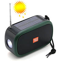 Портативная колонка TG632 с функцией speakerphone, радио фонарь, солнечная батарея, green