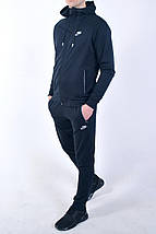 XL (50). Темно-синій чоловічий спортивний костюм з капюшоном, штани на манжетах, трикотаж двунитка, фото 3