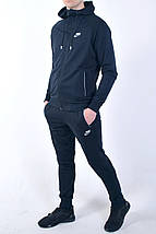 XL (50). Темно-синій чоловічий спортивний костюм з капюшоном, штани на манжетах, трикотаж двунитка, фото 2
