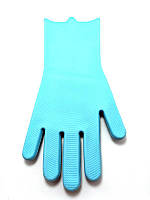 Силіконові рукавички для миття та чищення Magic Silicone Gloves з ворсом Світло-блакитні