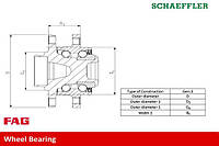 Подшипник колесный VW GOLF (5K1) / SKODA YETI (5L) / SEAT LEON (5F1) 2003-2021 г.