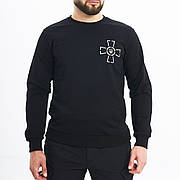 Чоловічий світшот з принтом 'хрест ЗСУ' чорний / Патріотична кофта для чоловіків / Толстовка сучасний стиль
