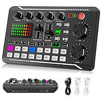F998 Live Sound Card Audio Mixer Podcast перетворювач голосу для плати звукових ефектів для мікрофона