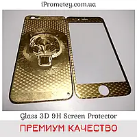 Защитное стекло для iPhone 6 на перед и зад Айфон 6s с рисунком золотое 3D с картинками цветное