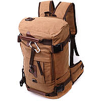 Современный рюкзак-трансформер в стиле милитари из плотного текстиля Vintage 22160 Коричневый dl