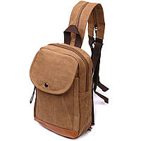 Практичный рюкзак для мужчин из плотного текстиля Vintage 22183 Коричневый dl