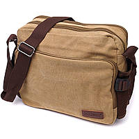 Функциональная мужская сумка мессенджер из плотного текстиля Vintage 22206 Песочный dl