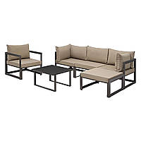 Комплект уличной мебели диван кресло пуфик столик в стиле LOFT Черный (NS-321) DI, код: 6671940