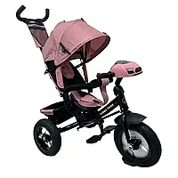 Дитячий велосипед коляска Turbo trike  MT 1006-6 надувні колеса, фара, USB, Bluetooth-колонка, пульт, рожевий