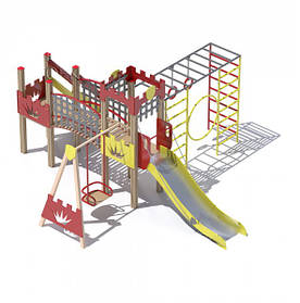 Дитячий майданчик фортеця + гірка + гойдалки + турніки зі складу