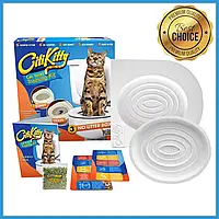 Накладка на унитаз для котов система приучения кошек к унитазу Citi Kitty Cat Toilet Training Kit Roven