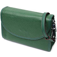 Компактная женская кожаная сумка с полукруглым клапаном Vintage 22260 Зеленая dl