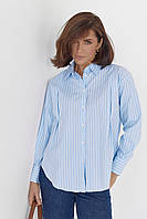 Жіноча сорочка з візерунком у вертикальну смужку блакитний колір, M (є розміри) dl