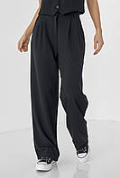 Женские брюки прямого кроя с высокой посадкой - черный цвет, L (есть размеры) dl