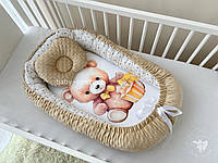 Кокон-позиціонер для новонароджених Baby Comfort Ведмедик бежевий + подушечка dl