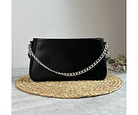 Женская кожаная сумочка, Стильная сумка из натуральной кожи, Маленькая черная сумка на плече