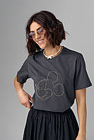 Женская футболка с Микки Маусом - темно-серый цвет, M (есть размеры) dl
