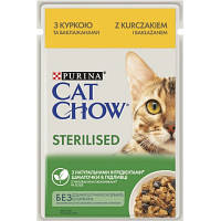 Влажный корм для кошек Purina Cat Chow Sterilised с курицей и баклажанами в желе 85г (7613037025644) ha