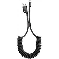 Дата кабель USB 2.0 AM to Lightning 1.0m Fish eye Spring 2A black Baseus (CALSR-01) ha