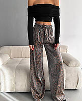 Жіночі леопардові брюки штани шовк котон