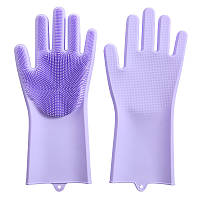Перчатки силиконовые Kitchen Tools для уборки дома, мытья посуды или авто Фиолетовый (Kit_Vio AO, код: 6656175