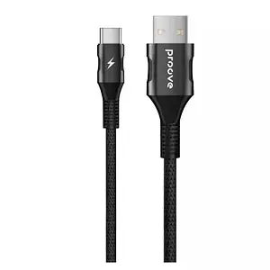 Дата-кабель Proove Braided Scout USB (тато) - Type-C (тато) 1m Black 2.4A