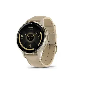 Смарт-годинник Garmin Venu 3S French Gray Case Soft Gold S. Steel Bezel w. and Leather Band (010-02785-55)