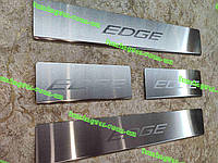 Накладки на пороги FORD EDGE II *2014-2023год Форд Едж Эдж Матовая Нержавейка с логотипом 4 штуки комплект