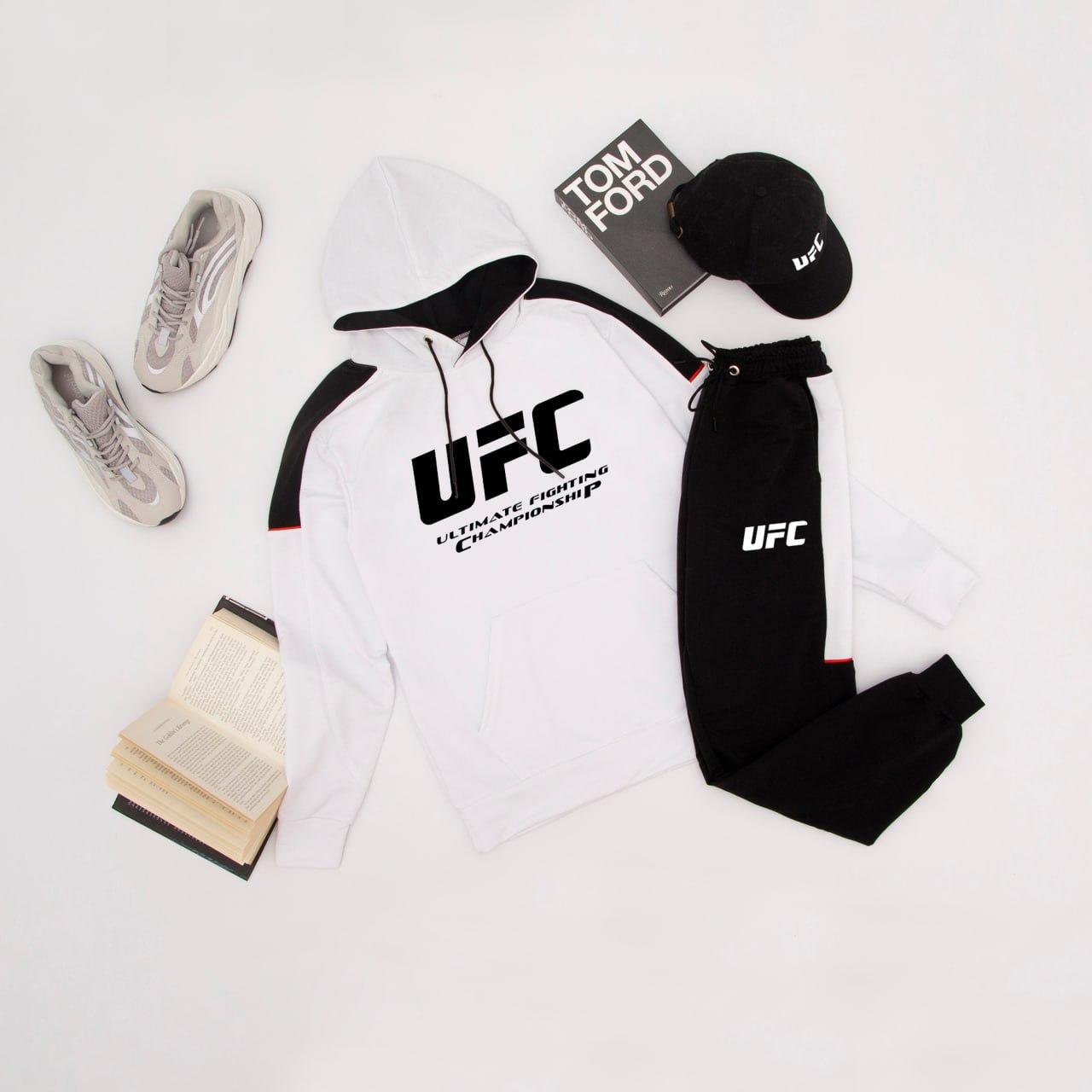 Чоловічий спортивний костюм Ufc весняний осінній трикотажний худі та штани Юфс білий