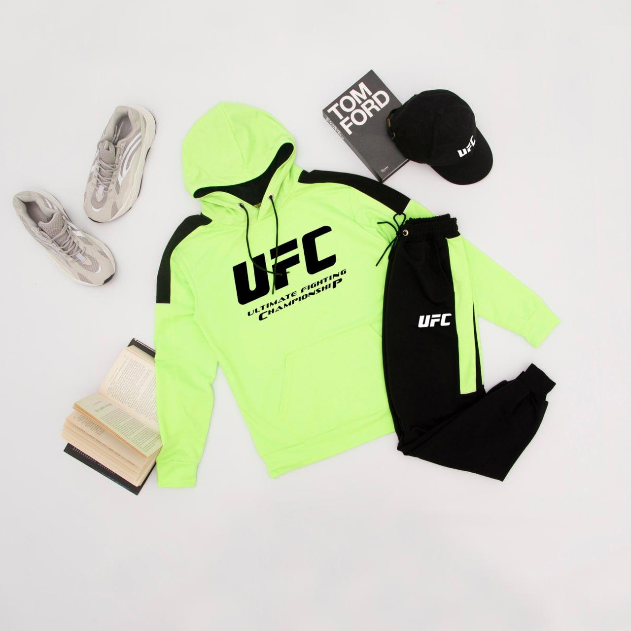 Чоловічий спортивний костюм Ufc весняний осінній трикотажний худі та штани Юфс салатовий
