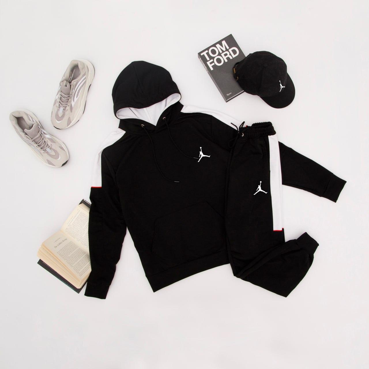 Спортивний костюм чоловічий Nike Jordan демісезонний весняний осінній кофта і штани джордан чорний, фото 1