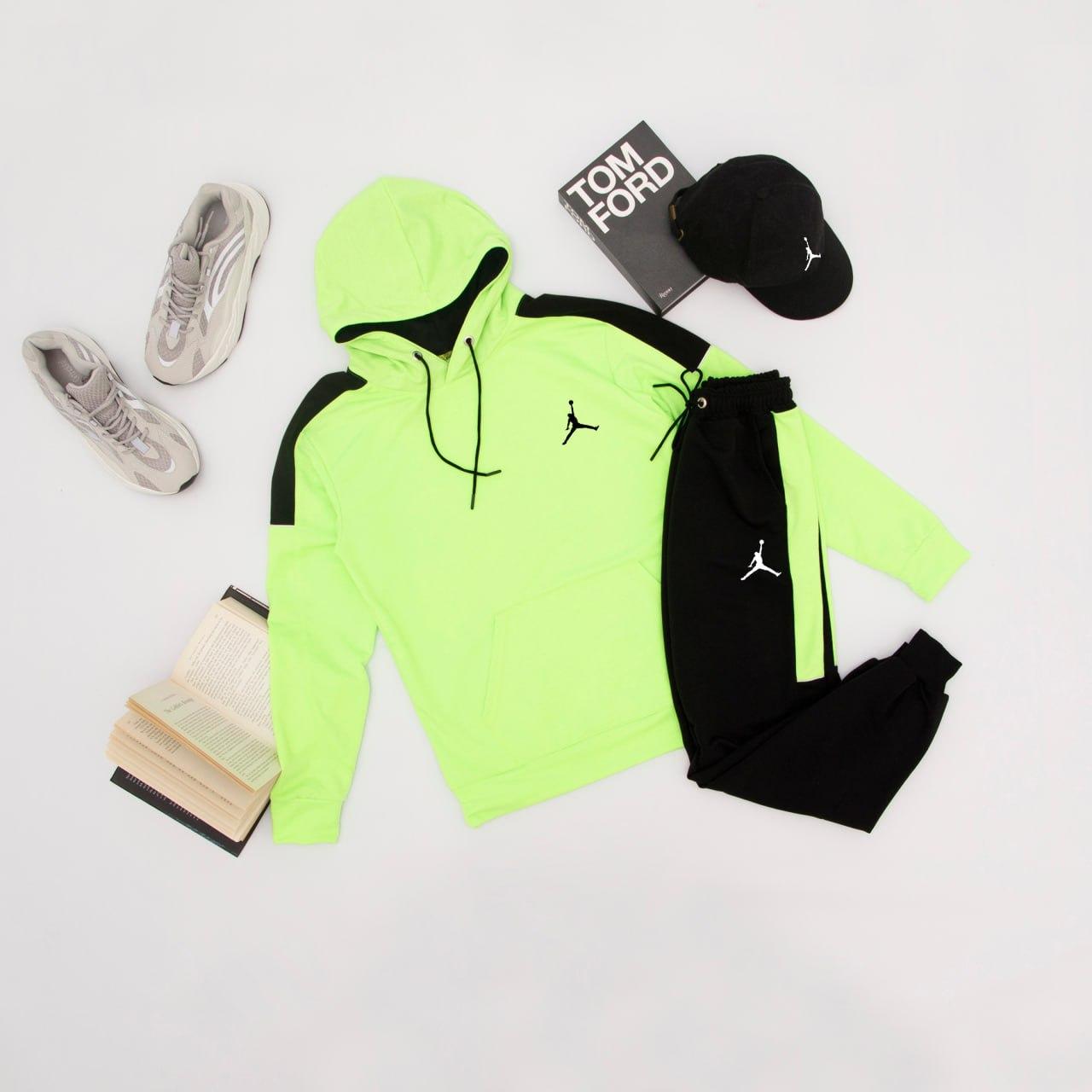 Спортивний костюм чоловічий Nike Jordan демісезонний весняний осінній кофта і штани джордан салатовий