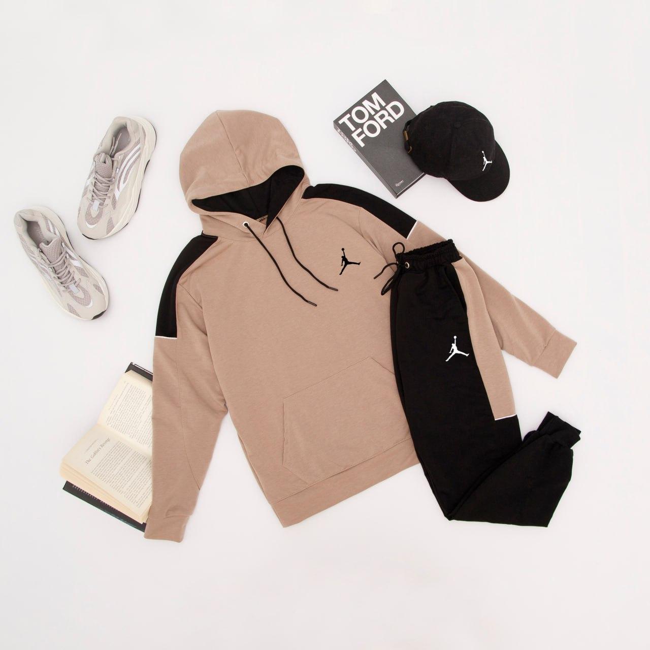 Спортивний костюм чоловічий Nike Jordan демісезонний весняний осінній кофта і штани джордан бежевий