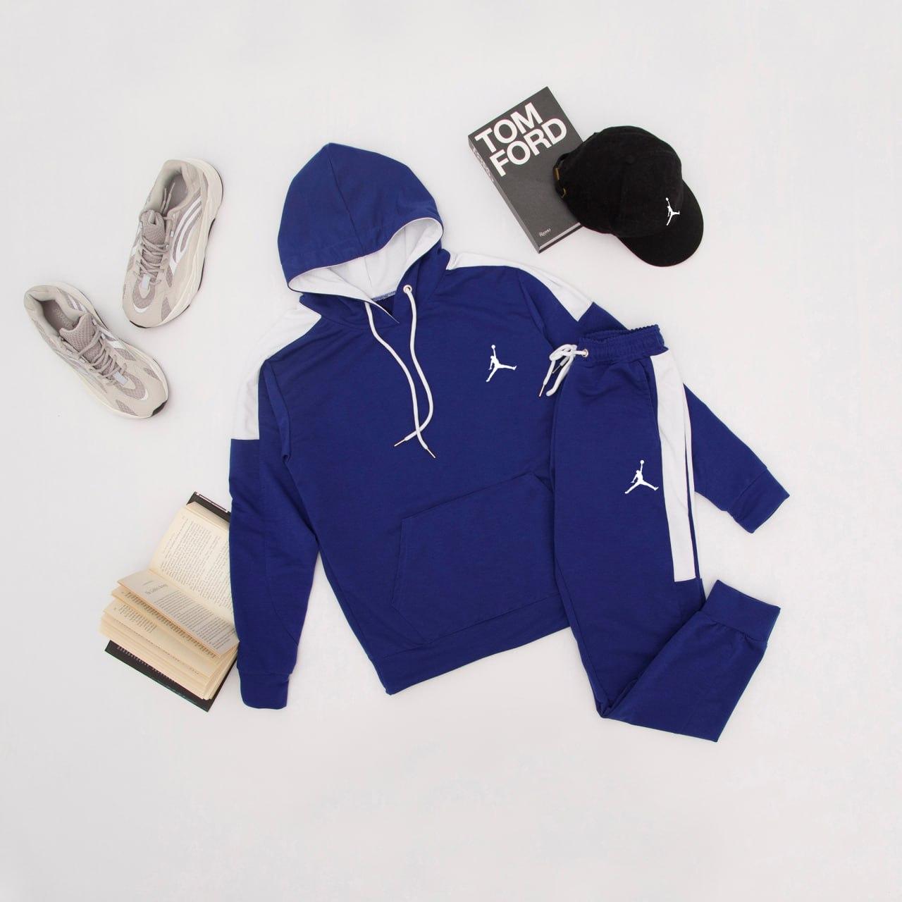 Спортивний костюм чоловічий Nike Jordan демісезонний весняний осінній кофта і штани джордан синій